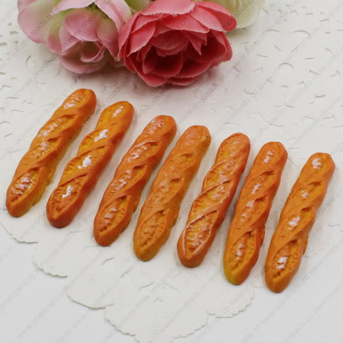 Flat Back Resin Dessert Bread Cabochons Jewelry Fit Mobile Phone Hairpin Headwear DIY Accessories 46x10mm ,Sold by PC 
