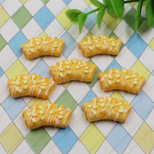 Flat Back Resin Dessert Bread Cabochons Jewelry Fit Mobile Phone Hairpin Headwear DIY Accessories 26x14mm ,Sold by PC 