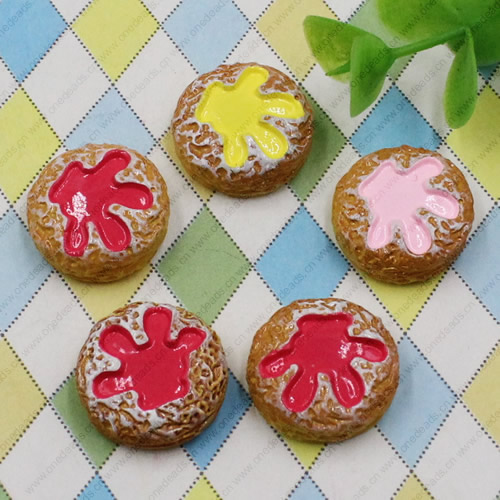 Flat Back Resin Dessert Biscuits Cabochons Jewelry Fit Mobile Phone Hairpin Headwear DIY Accessories 20mm ,Sold by PC 