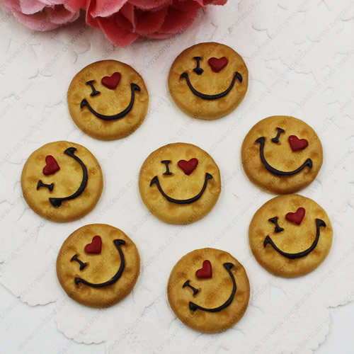 Flat Back Resin Dessert Biscuits Cabochons Jewelry Fit Mobile Phone Hairpin Headwear DIY Accessories 19mm ,Sold by PC 