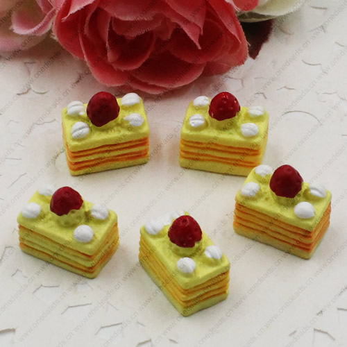 Flat Back Resin Dessert Cake Cabochons Jewelry Fit Mobile Phone Hairpin Headwear DIY Accessories 15x14mm ,Sold by PC 