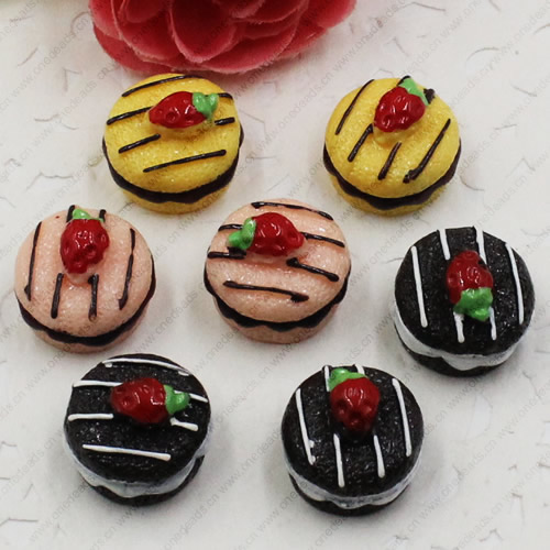 Flat Back Resin Dessert Cake Cabochons Jewelry Fit Mobile Phone Hairpin Headwear DIY Accessories 14x17mm ,Sold by PC 