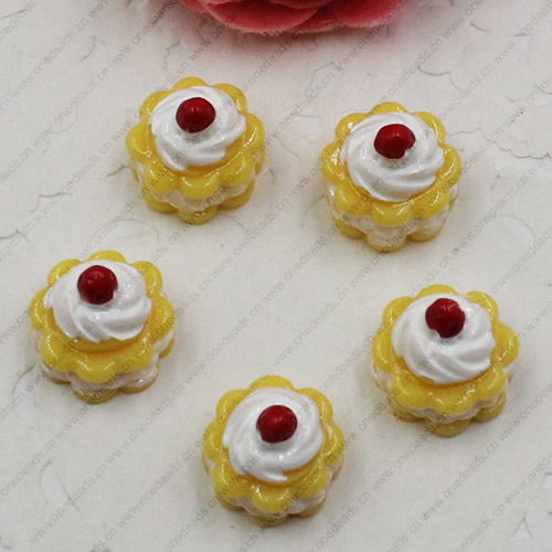 Flat Back Resin Dessert Cake Cabochons Jewelry Fit Mobile Phone Hairpin Headwear DIY Accessories 14x14mm ,Sold by PC 