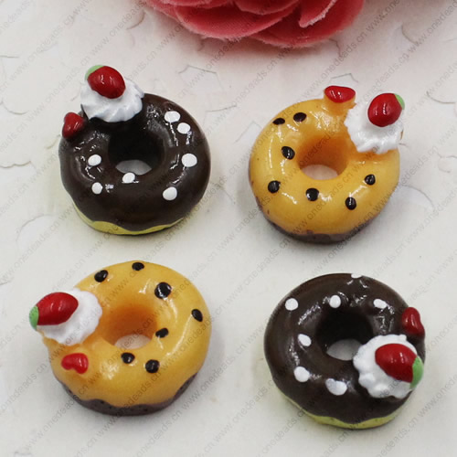 Flat Back Resin Dessert Donut Cabochons Jewelry Fit Mobile Phone Hairpin Headwear DIY Accessories 11x18mm ,Sold by PC