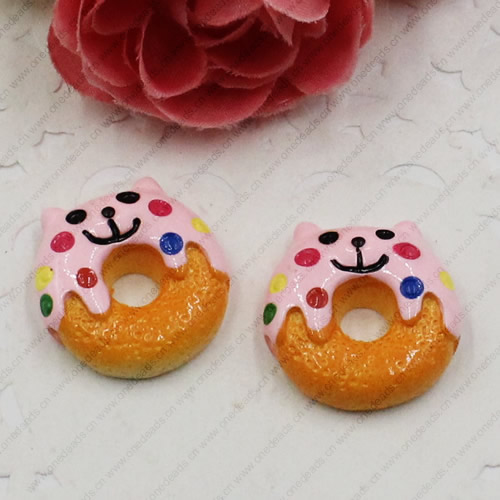 Flat Back Resin Dessert Donut Cabochons Jewelry Fit Mobile Phone Hairpin Headwear DIY Accessories 21x20mm ,Sold by PC