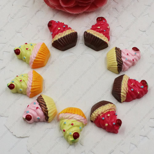 Flat Back Resin Dessert Ice cream Cabochons Jewelry Fit Mobile Phone Hairpin Headwear DIY Accessories 17x14mm ,Sold by PC