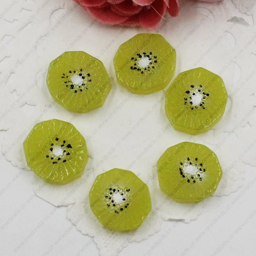 Flat Back Resin Dessert Kiwi fruit Cabochons Jewelry Fit Mobile Phone Hairpin Headwear DIY Accessories 18x16mm ,Sold by PC