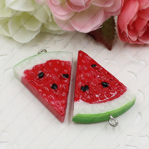 Fashion Resin Fruit Watermelon Pendants & Charms For Children DIY Jewelry Necklace & Bracelet Accessory 36x26mm ,Sold by PC