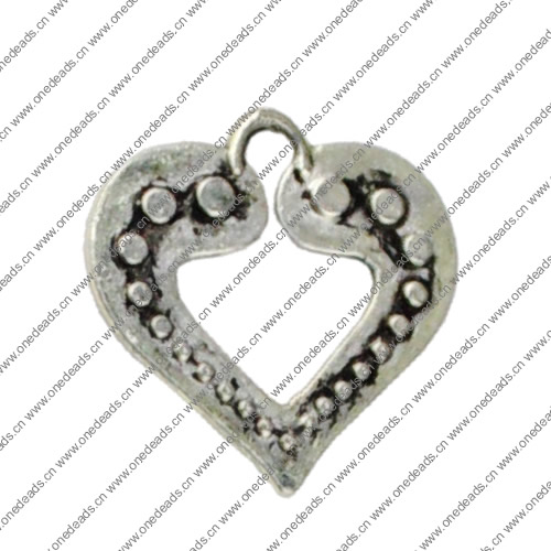 Pendant. Fashion Zinc Alloy jewelry findings. Heart 17x17mm. Sold by KG