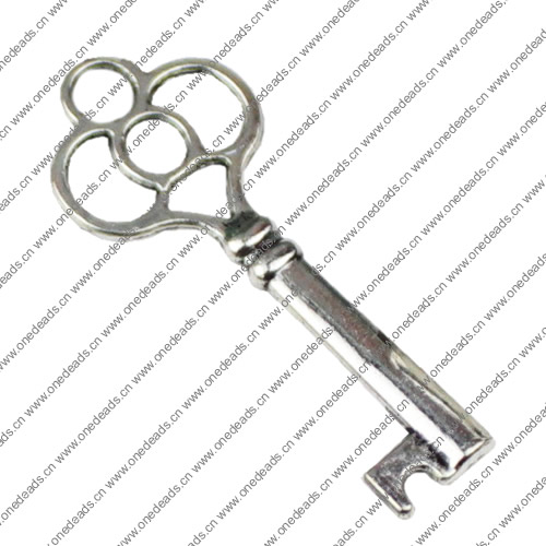 Pendant. Fashion Zinc Alloy jewelry findings. Key 17x43mm. Sold by KG