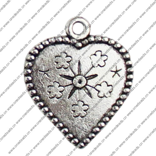 Pendant. Fashion Zinc Alloy jewelry findings. Heart 23x27mm. Sold by KG