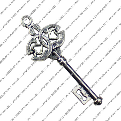 Pendant. Fashion Zinc Alloy jewelry findings. Key 44x17mm. Sold by KG