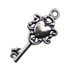 Pendant. Fashion Zinc Alloy jewelry findings. Key 12x26mm. Sold by KG