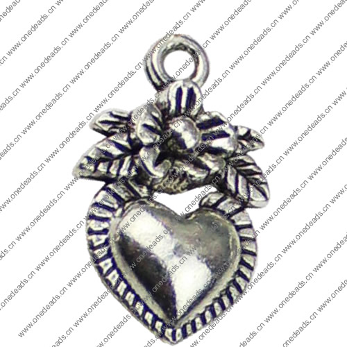 Pendant. Fashion Zinc Alloy jewelry findings.Heart 19x11mm. Sold by KG