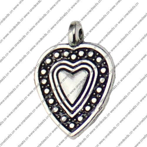 Pendant. Fashion Zinc Alloy jewelry findings.Heart 18.5x13.5mm. Sold by KG