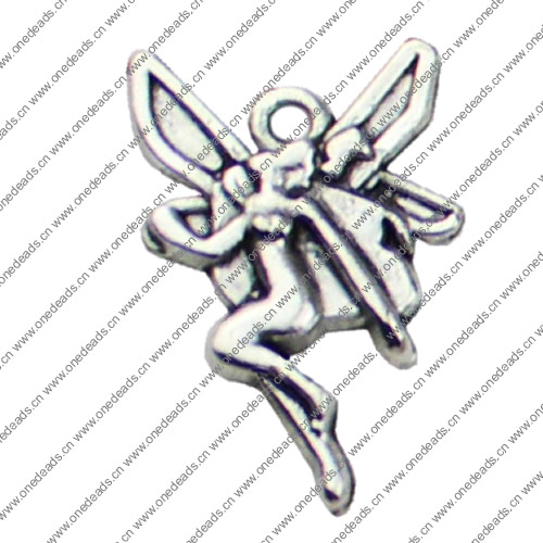 Pendant. Fashion Zinc Alloy jewelry findings. Angel 14x22mm. Sold by KG