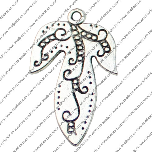 Pendant. Fashion Zinc Alloy jewelry findings. Leaf 18x30mm. Sold by KG
