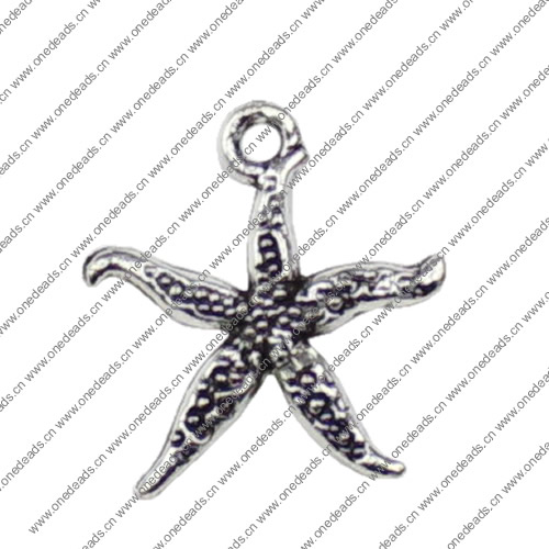 Pendant. Fashion Zinc Alloy jewelry findings. Starfish 17x19mm. Sold by KG