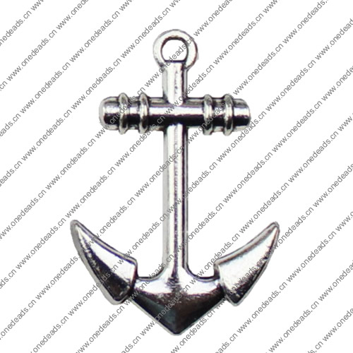 Pendant. Fashion Zinc Alloy jewelry findings. Anchor 19x28mm. Sold by KG