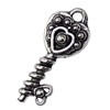 Pendant. Fashion Zinc Alloy jewelry findings. Key 10x30mm. Sold by KG

