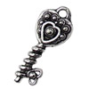 Pendant. Fashion Zinc Alloy jewelry findings. Key 10x30mm. Sold by KG