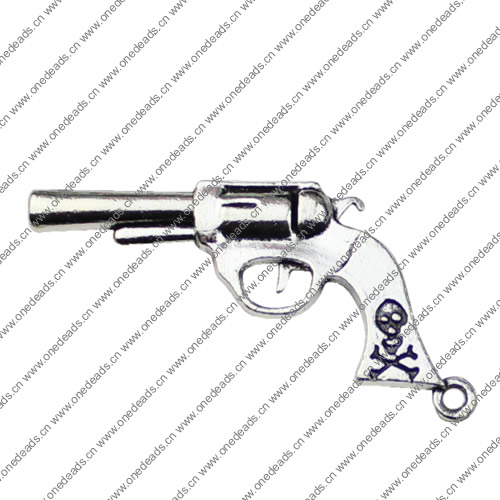 Pendant. Fashion Zinc Alloy jewelry findings. Pistol 42x23mm. Sold by KG 