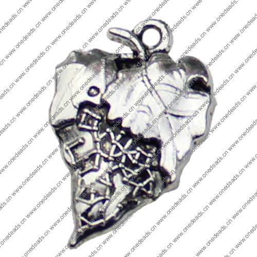 Pendant. Fashion Zinc Alloy jewelry findings. Leaf 15x23mm. Sold by KG