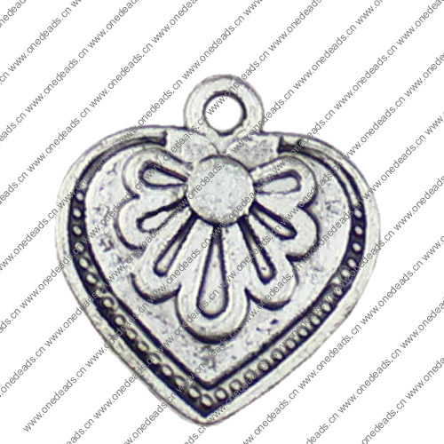 Pendant. Fashion Zinc Alloy jewelry findings. Heart 18x20mm. Sold by KG