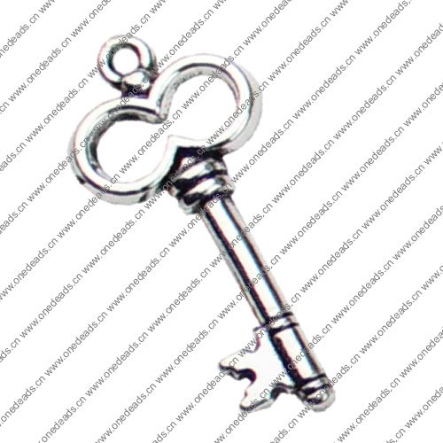 Pendant. Fashion Zinc Alloy jewelry findings. Key 29x13mm. Sold by KG