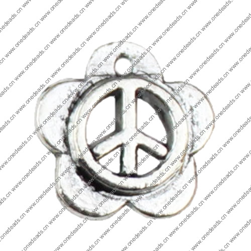 Pendant. Fashion Zinc Alloy jewelry findings. Peace 12x12mm. Sold by KG