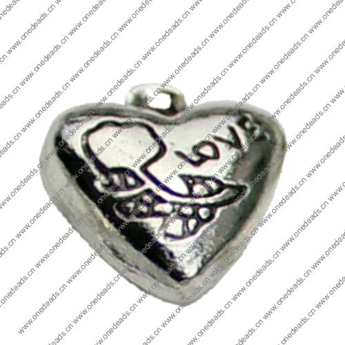 Pendant. Fashion Zinc Alloy jewelry findings. Heart 11x10mm. Sold by KG
