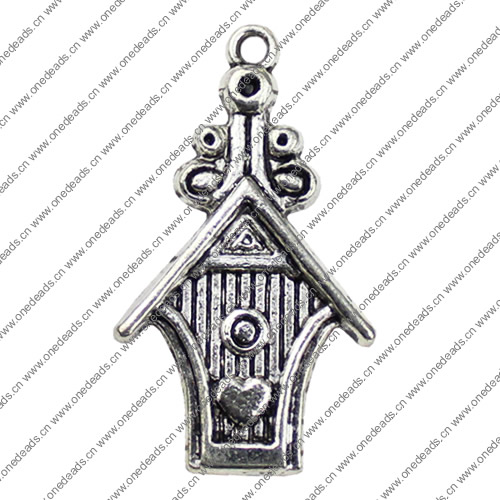 Pendant. Fashion Zinc Alloy jewelry findings. House 37x21mm. Sold by KG