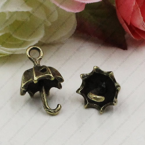 Pendant. Fashion Zinc Alloy jewelry findings. Umbrella 20x12mm. Sold by KG