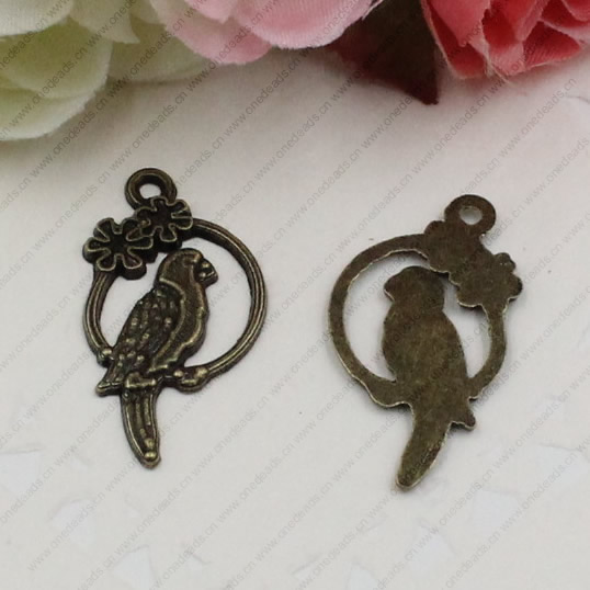 Pendant. Fashion Zinc Alloy jewelry findings. Flower bird 28x15mm. Sold by KG