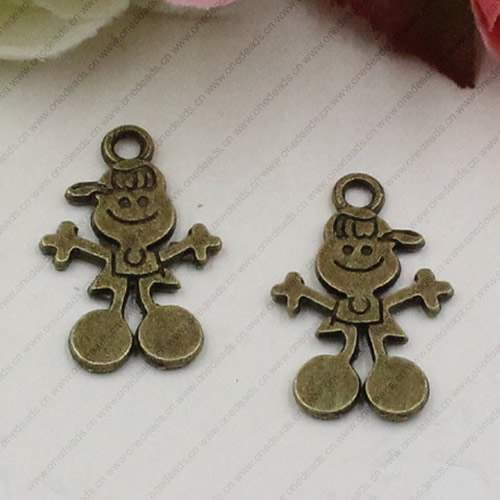 Pendant. Fashion Zinc Alloy jewelry findings. Girl Boy 27x12mm. Sold by KG