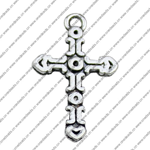 Pendant. Fashion Zinc Alloy jewelry findings. Cross 23x14mm. Sold by KG