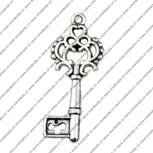 Pendant. Fashion Zinc Alloy jewelry findings. Key 28x11mm. Sold by KG