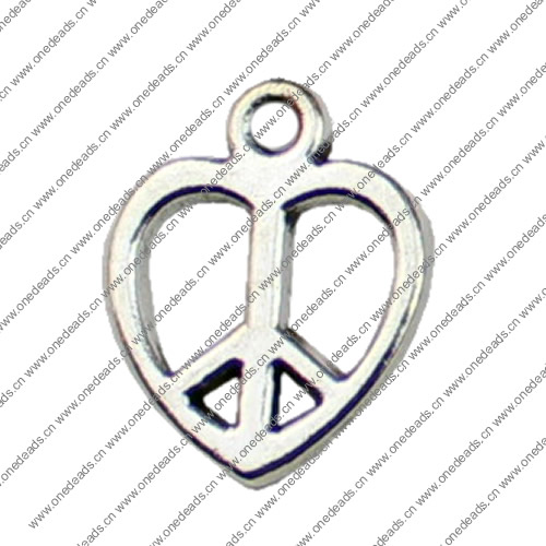 Pendant. Fashion Zinc Alloy jewelry findings. Heart 15x12mm. Sold by KG