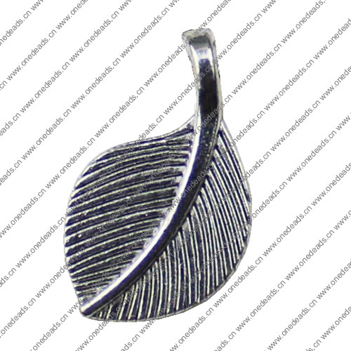 Pendant. Fashion Zinc Alloy jewelry findings. Leaf 27x15mm. Sold by KG