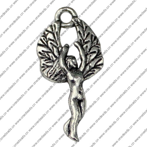 Pendant. Fashion Zinc Alloy jewelry findings. Angel 27x13mm. Sold by KG