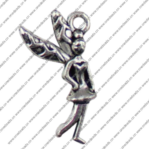 Pendant. Fashion Zinc Alloy jewelry findings. Angel 25x13mm. Sold by KG