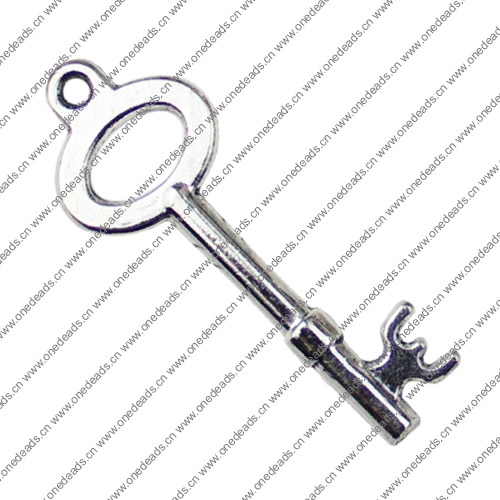 Pendant. Fashion Zinc Alloy jewelry findings. Key 44x16mm. Sold by KG