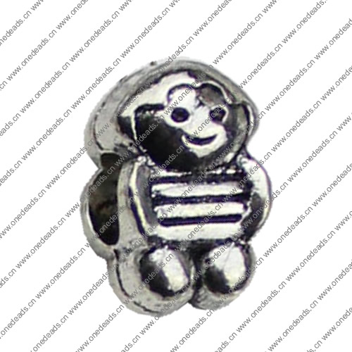 Beads. Fashion Zinc Alloy jewelry findings.15x9.5mm. Hole size:3mm. Sold by KG
