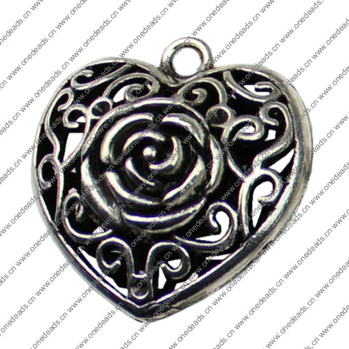 Pendant. Fashion Zinc Alloy jewelry findings.Heart 35x34mm. Sold by KG