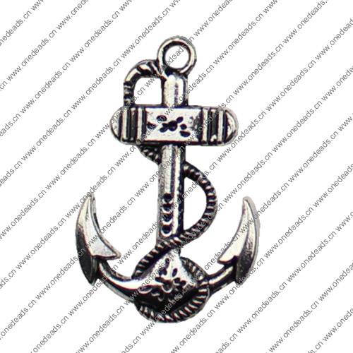 Pendant. Fashion Zinc Alloy jewelry findings. Anchor 28x18mm. Sold by KG