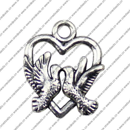 Pendant. Fashion Zinc Alloy jewelry findings. Heart 19x16mm. Sold by KG
