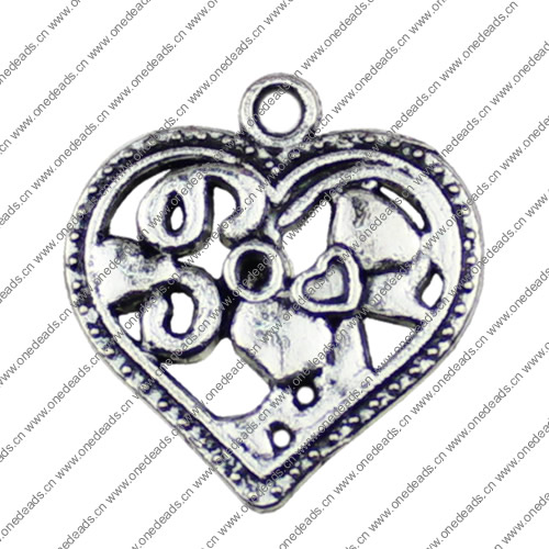 Pendant. Fashion Zinc Alloy jewelry findings. Heart 21x20mm. Sold by KG