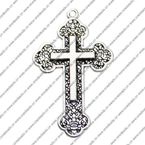 Pendant. Fashion Zinc Alloy jewelry findings. Cross 14x33mm. Sold by KG