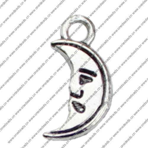 Pendant. Fashion Zinc Alloy jewelry findings. Moon 14x6mm. Sold by KG