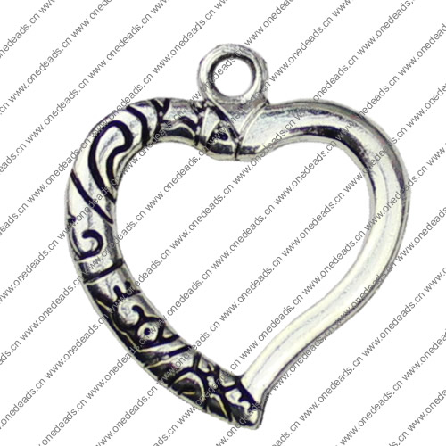 Pendant. Fashion Zinc Alloy jewelry findings. Heart 25x22mm. Sold by KG